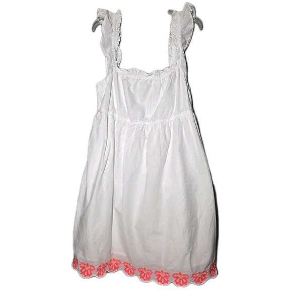 J.CREW Dresses & Skirts - J.Crew Womens Size 16 Flutter Sleeves Mini Dress Neon Embroidered Trim Beach